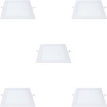 Kit 5 plafon de led quadrado embutir 18w 6500k branco frio bivolt galaxy