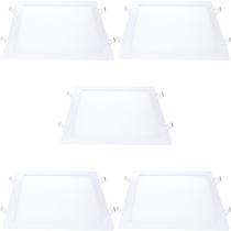Kit 5 plafon de led quadrado embutir 24w 3000k branco quente bivolt galaxy Kit 5 plafon de led quadrado embutir 24w 3000k branco quente bivolt galaxy
