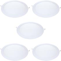 Kit 5 plafon de led redondo embutir 12w 6500k branco frio bivolt galaxy