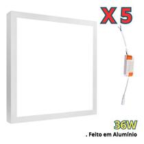 Kit 5 Plafon Led 36w Quadrado Sobrepor Bivolt Econômico6500k Kit 5 Plafon Led 36w Quadrado Sobrepor Bivolt Econômico6500k