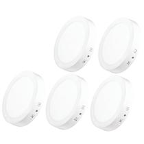 Kit 5 Plafon Led Sobrepor Teto 30X30 Redondo 24W Branco Frio