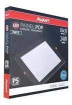 Kit 5 Plafon Painel Led Embutir 24w 30x30 Preto Frio 6500k B