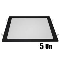 Kit 5 Plafon Painel Led Embutir Qua Preto 30x30 6500k 24w