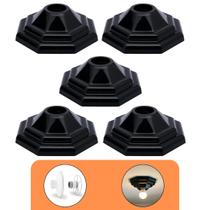 Kit 5 Plafon Preto Luminária Plafonier Pirâmide Paflon Teto Sobrepor Lâmpada Led Soquete E27 Bocal Porcelana Bivolt 100w Sala Quarto Garagem Banheiro Kit 5 Plafon Preto Luminária Plafonier Pirâmide Paflon Teto Sobrepor Lâmpada Led Soquete E27 Bocal Porcelana Bivolt 100w Sala Quarto Garagem Banheiro