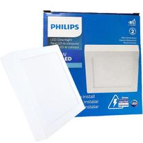 Kit 5 Plafon Quadrado Sobrepor 12w Philips Luz Branca 6500K Kit 5 Plafon Quadrado Sobrepor 12w Philips Luz Branca 6500K