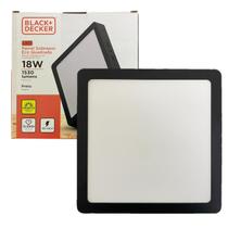 Kit 5 Plafon Quadrado Sobrepor 18w Preto Branco Quente 3000k