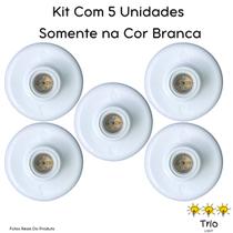 Kit 5 Plafon Soquete E27 Simples Branco Bocal de Teto Plafonier Redondo Luminária de Teto Redondo