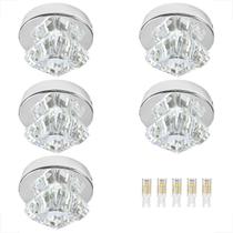 Kit 5 Plafon Spot Cristal Sobrepor Polido Lavabo Bet47 + Led