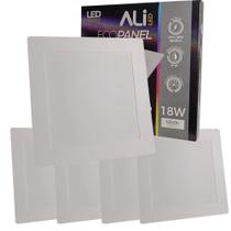 Kit 5 Plafons Led Embutir Quadrado 18W 6500K (Branco Frio) 1260L Bivolt Termo EcoPanel ALI-1PF003 ALI