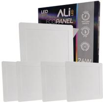 Kit 5 Plafons Led Embutir Quadrado 24W 6500K (Branco Frio) 1680L Bivolt Termo EcoPanel ALI-1PF005 ALI