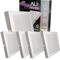Kit 5 Plafons Led Sobrepor Quadrado 18W 6500K (Branco Frio) 1260L Bivolt Termo EcoPanel ALI-1PF004 ALI