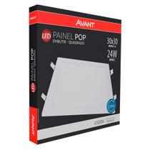 Kit 5 Plafons - Painel Avant Led 30cm Quadrado de Embutir 1680 Lumens 6,5K 24W Bivolt