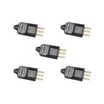 Kit 5 Plug 2P+T 20A 250V PB Preto Com Prensa Cabo Margirius
