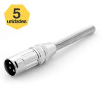 Kit 5 Plug Canon XLR Macho 3 Pinos com Molas