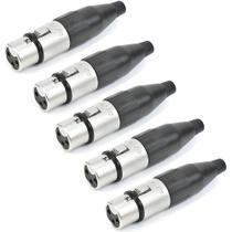 Kit 5 Plug Conector Xlr Canon Fêmea Linha Santo Angelo Sa2x
