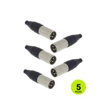 Kit 5 Plug Conector Xlr Canon Macho Linha Santo Angelo Sa2x Preto