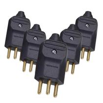 Kit 5 Plug Macho 3 Pinos 20a 2p+t Cabos Preto Margirius Kit 5 Plug Macho 3 Pinos 20a 2p+t Cabos Preto Margirius