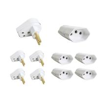 Kit 5 Plug Macho Gigante 3 Pinos + Tomada Fêmea 20A Branca - Ilumi