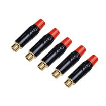 Kit 5 Plug Rca Fêmea Profissional Preto Dourado Mxt