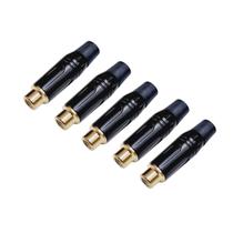 Kit 5 Plug RCA Fêmea Profissional Preto Dourado Preto MXT