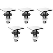 Kit 5 Plug Tapa Furo Cromado Acabamento Quadrado Torneira Balcão Parede Bidê Blukit 50mm