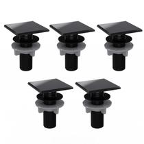 Kit 5 Plug Tapa Furo Preto Acabamento Quadrado Torneira Balcão Parede Bidê Blukit 50mm
