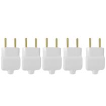 Kit 5 Plug Tomada Pino Macho Prensa Cabo 2P Branco 20A 250V Kit 5 Plug Tomada Pino Macho Prensa Cabo 2P Branco 20A 250V