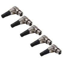 Kit 5 Plug XLR Fêmea 90º Metal Profissional Níquel MXT Kit 5 Plug XLR Fêmea 90º Metal Profissional Níquel MXT