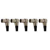 Kit 5 Plug Xlr Macho 90º Metal Profissional Níquel Mxt