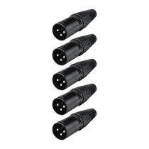 Kit 5 Plug XLR Macho Metal Profissional Preto MXT