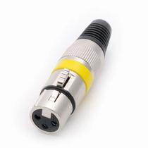 Kit 5 Plugs XLR Cannon Fêmea Profissional Amarelo