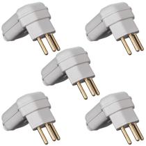 Kit 5 plugue 2p+t 10a 90g c/ prensa cabo pld10-3 cinza margirius