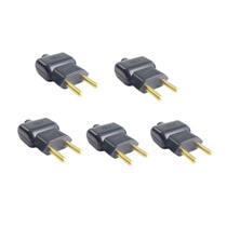 Kit 5 Plugue Macho 2 Pinos 2P 20A Preto - Ilumi