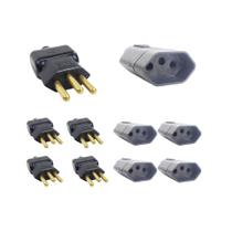 Kit 5 Plugue Macho 3 Pinos 2P+T + Tomada Fêmea 20A Preto Kit 5 Plugue Macho 3 Pinos 2P+T + Tomada Fêmea 20A Preto