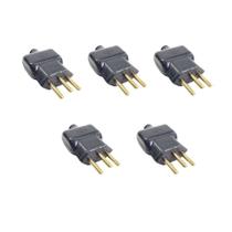 Kit 5 Plugue Macho com 3 Pinos 10A Preto Ilumi