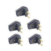 Kit 5 Plugue Macho Gigante 2 Pinos 2P 20A Preto - Ilumi