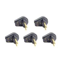 Kit 5 Plugue Macho Gigante 3 Pinos 2P+T 10A Preto - Ilumi