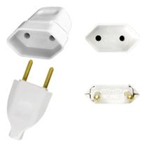 Kit 5 Plugue Pino Macho 10a 2p 5 Tomada Fêmea 10a Branco Flp Kit 5 Plugue Pino Macho 10a 2p 5 Tomada Fêmea 10a Branco Flp
