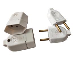 Kit 5 Plugue Pino Macho 10a 2p + 5 Tomada Fêmea 10a Branco
