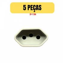 Kit 5 plugue tomada femea 2p+t 20a padrao cinza extencao