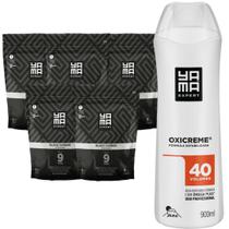 Kit 5 Pó Descolorante Black Carbon + Oxigenada 40 Volumes 900ml Grande Profissional 8 Tons Yama 300g