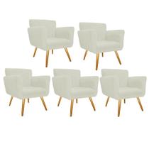 Kit 5 Poltronas Cadeira Decorativa Cloe Pé Palito Para Sala de Estar Recepção Escritório Corinho Branco - Damaffê Móveis