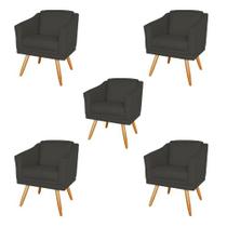 Kit 5 Poltronas Decorativas San Diego Sala de Estar Tecido Veludo Grafite Kimi Decor Kit 5 Poltronas Decorativas San Diego Sala de Estar Tecido Veludo Grafite Kimi Decor