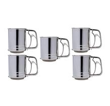 Kit 5 Polvilhadores Inox P/ Farrinha Açúcar Tapioca Peneira
