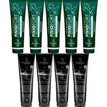 Kit 5 Pomada Massageadora Fisiofort 150g + 4 Gel Cartilagem de Tubarão Com 18 Ervas 150g