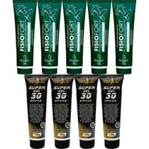 Kit 5 Pomada Massageadora Fisiofort 150g + 4 Super Gel 30 Ervas 150g