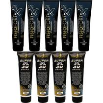 Kit 5 Pomada Massageadora Fisiofort Premium 150g + 4 Super Gel 30 Ervas 150g