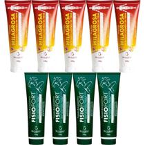 Kit 5 Pomada Massageadora Milagrosa 150g + 4 Pomada Massageadora Fisiofort 150g