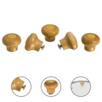 Kit 5 Pomel Pegador Puxador Madeira Premium Tampa Panela Frigideira