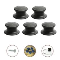 Kit 5 Pomel Pegador Puxador Para Tampa Premium - Preto